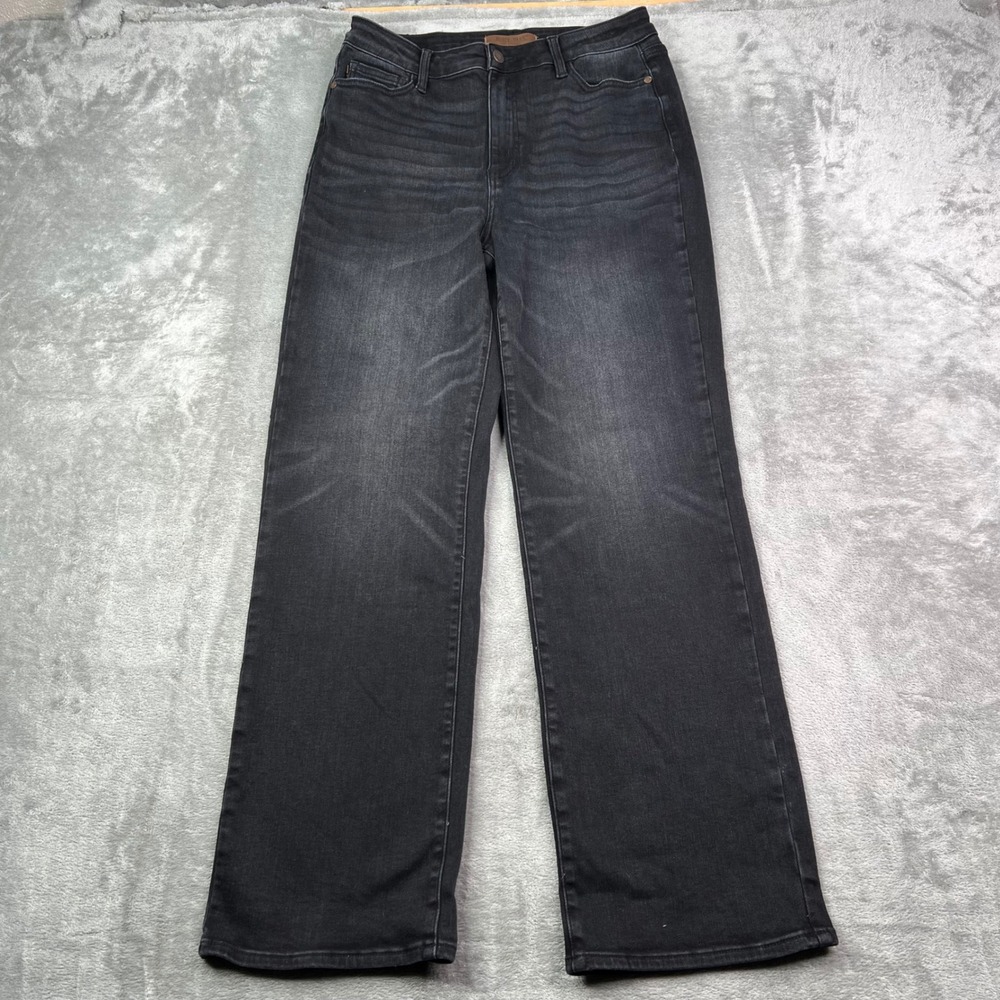 Judy Blue Straight Fit Jeans Womens 13/31 Black Faded Stretch High Rise Denim